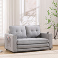 3 In 1 Upholstered Futon Sofa Convertible Sofa Bed,Foldable Tufted Loveseat With Pull Out Sleeper Couch Bed,Folding Mattres Beautiful Seat Daybed W Side Pockets And Cup Holder, Light Gray Light Gray Foam Fabric