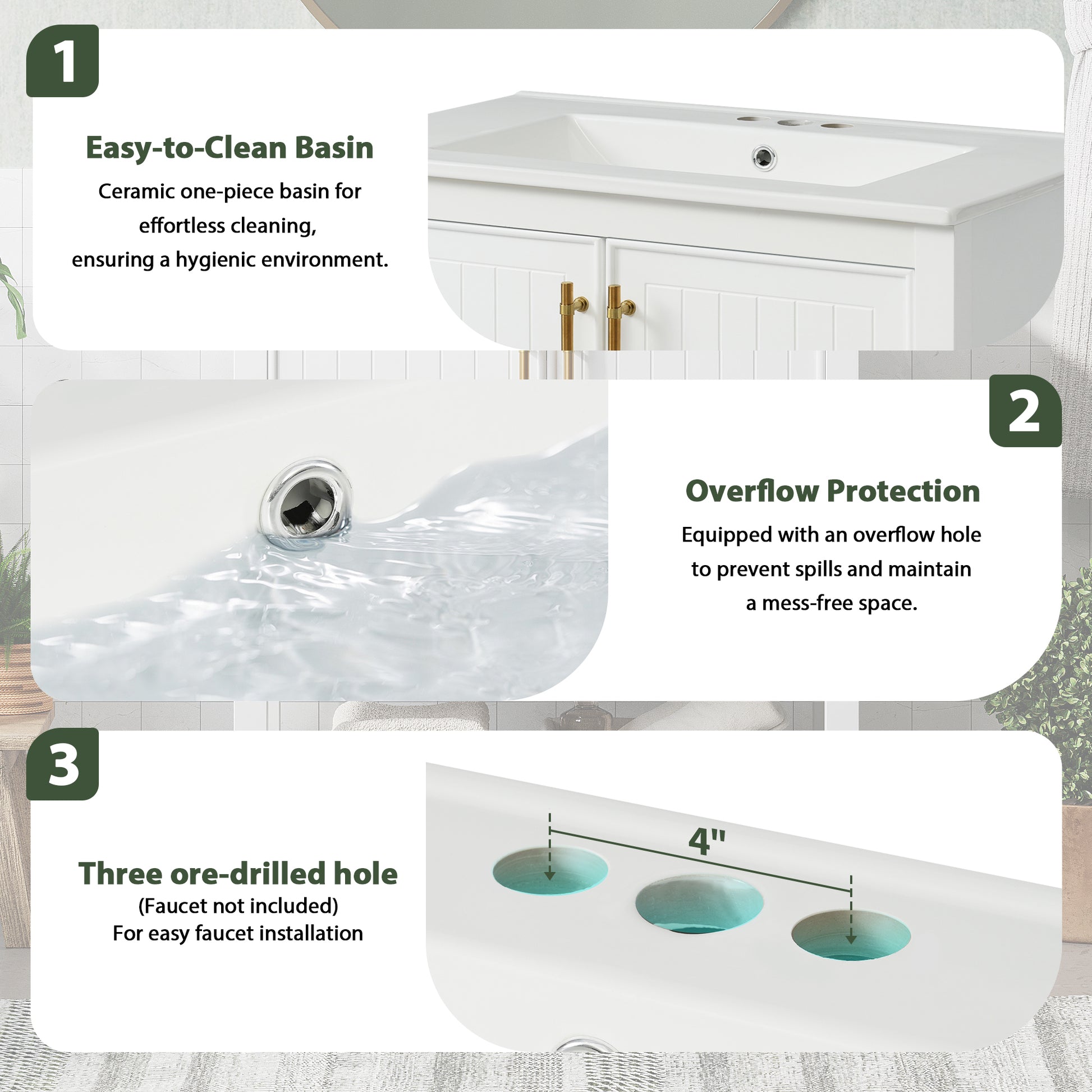 30 Inch White Bathroom Vanity With Ceramic Sink And Versatile Storage Ideal For Small Bathrooms White Bathroom Solid Wood Mdf