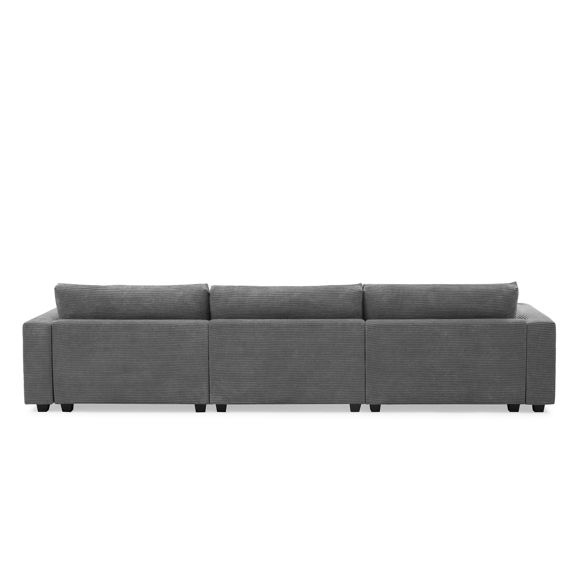 134*54"Oversized Corduroy Sectional Sofa,L Shaped Cloud Couch With Usb Charging Port,Cup Holder,Deep Seat Sofa Bed With 50" Chaise,Comfy Indoor Furniture For Living Room,3 Colors Gray Corduroy 4 Seat