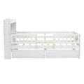 Wood Twin Size Platform Bed With Built In Led Light, Multi Functional Headboard, Guardrail And 2 Drawers, White Expected Arrival Time: 3.15 Box Spring Not Required Twin White Wood Bedroom Bed Frame