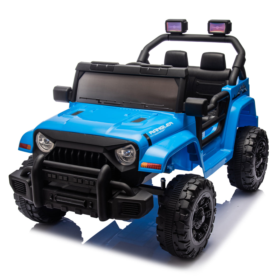 12V Kids Ride On Electric Car W Parents Control,Dual Drive, Four Wheel Suspension,With Music,Bluetooth,Mp3,Usb,With Headlights, Steering Wheel Quick Release,Slow Start For Kids Aged 3 4. Blue 50 99 Lbs Polypropylene