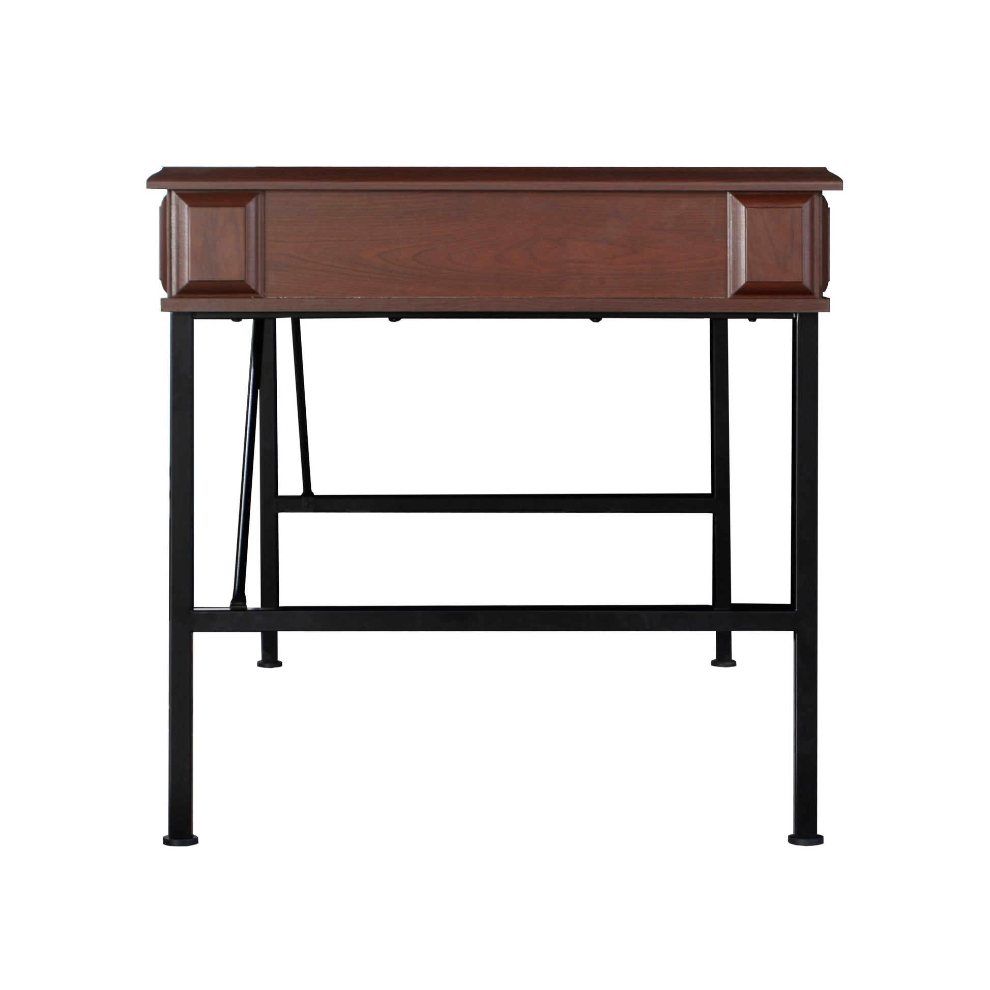 63" Writing Desk "Chic Cherry And Black Dual Tone Office Desk Elegant, Durable Writing Table With Storage Drawers And Metal Frame" Cherry Solid Wood