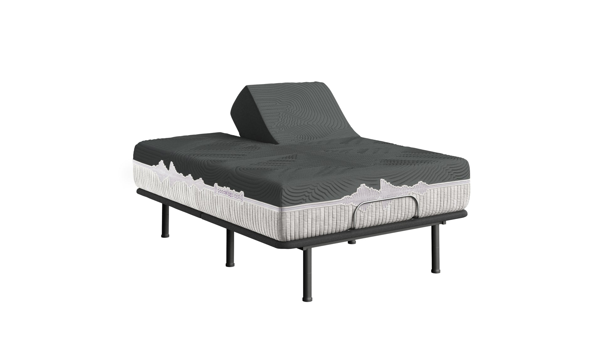 Goodvibesleep Calm Flex Head Mattress And Adjustable Base Comfort Ensemble, King Size Gray Foam King