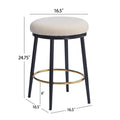 24.75'' Modern Counter Stools Set Of 4,White Counter Stools With Iron Frame,Sponge Cushion,Footrest,Suitable For Kitchen Bedroom Dining Room. Iron White Kitchen Sponge Round Contemporary Set Of 4 Or