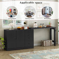 Innovative Sideboard That Effortlessly Converts Into A Dining Table And Adjustable Pull Out Top For Flexible Use,Suitable For Study,Entrance And Living Room Black Primary Living Space American