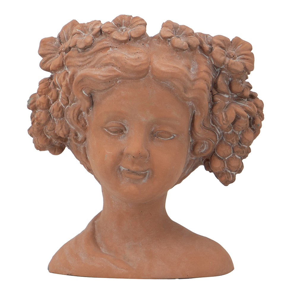 8X4X9" Visage Head Bust Planter, Brown Home Wall Planter Brown Garden & Outdoor Cement