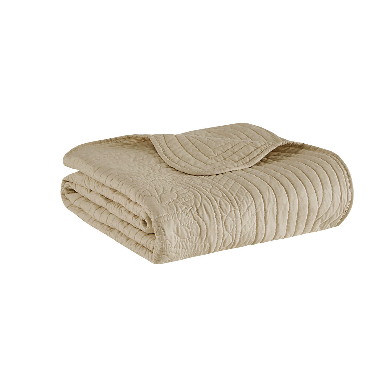 Oversized Quilted Throw With Soped Edges Khaki 60X72" Khaki Microfiber