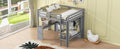 Full Size Loft Bed With L Shaped Desk, Wardrobe And Storage Shelves, Grey Box Spring Not Required Full Grey Wood Bedroom Solid Wood Mdf