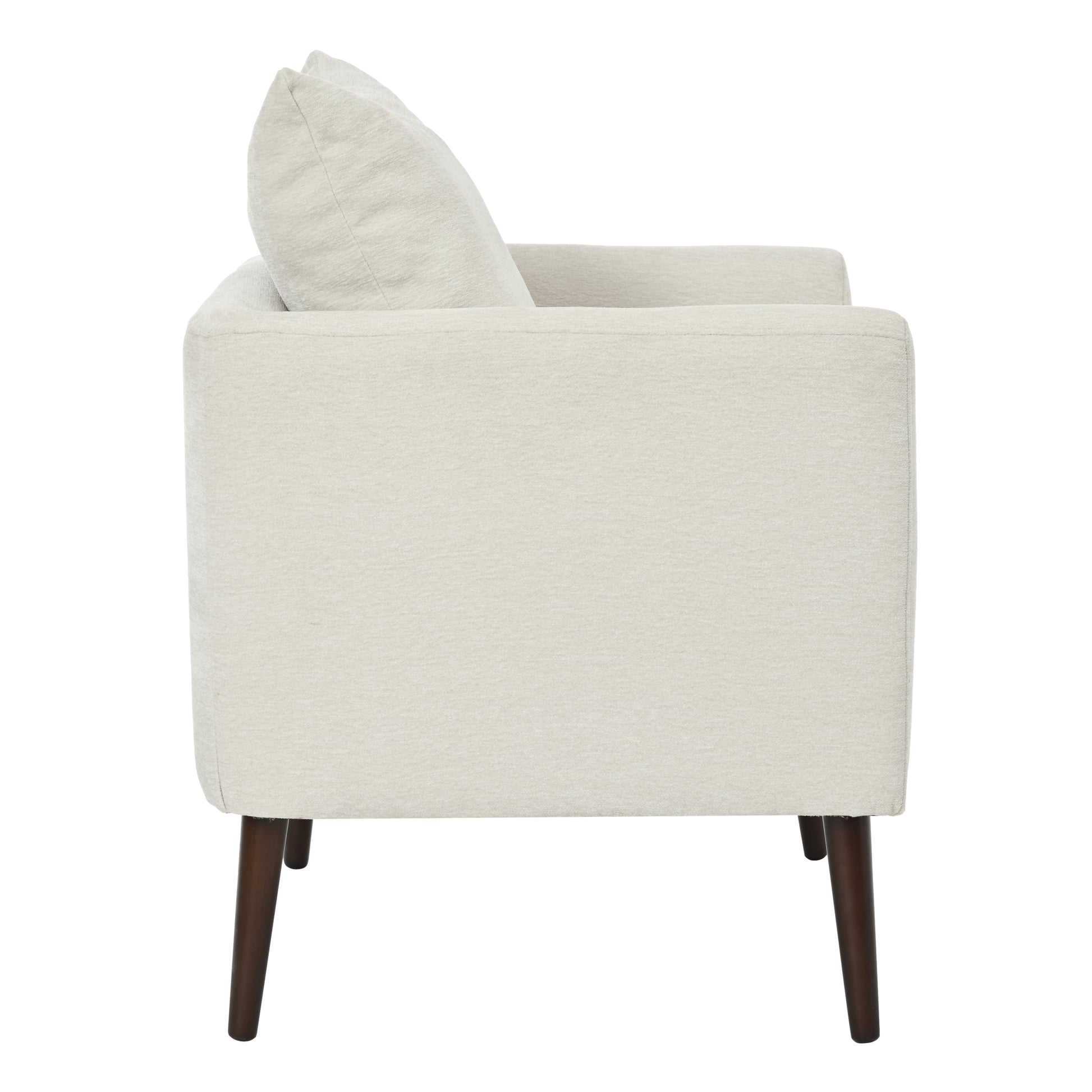 Barrel Chair, Chenille Accent Chair, Fabric Armchair Club Chair,Upholstered Arm Chair With Solid Wood Legs,Waist Pillow,Padded Single Chair For Living Room Bedroom Study Waiting Room,Beige Beige Light Brown Primary Living Space Modern Rubberwood Foam
