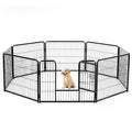 Dog Playpen Indoor With Door, Fence For Small Pet Animals, Puppy Cage With Gate For Yard Outdoor, 8 Panel 24 Inch Tall, Black Black Iron