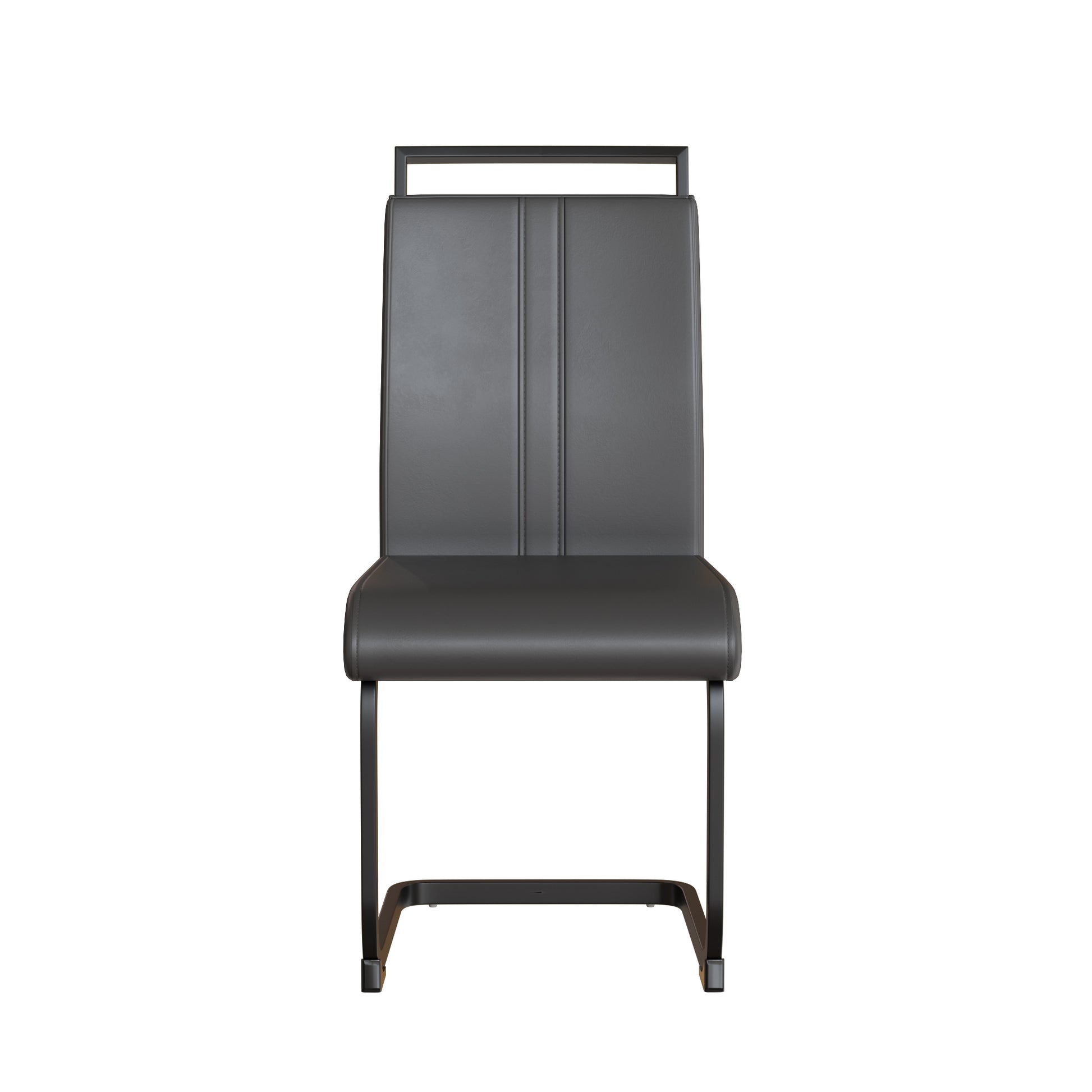 Modern Dining Chairs,Pu Faux Leather High Back Upholstered Side Chair With C Shaped Tube. Black Metal Legs For Dining Room Kitchen Vanity Patio Club Guest Office Chair Set Of 2 Grey Pu Grey Foam Pu