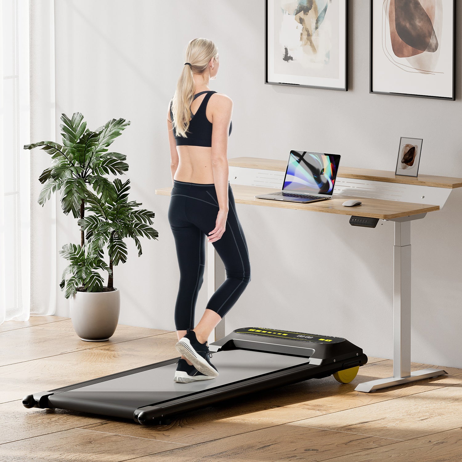 Walking Pad Running Machine Walking Machine For Home Under Desk Treadmill With Led Display And 12 Preset Programs 2.25Hp Portable Treadmill Jogging Machine For Office Small Space Black Steel