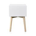 Side Table,Bedside Table With 2 Drawers And Rubber Wood Legs, Mid Century Modern Storage Cabinet For Bedroom Living Room, White White Mdf