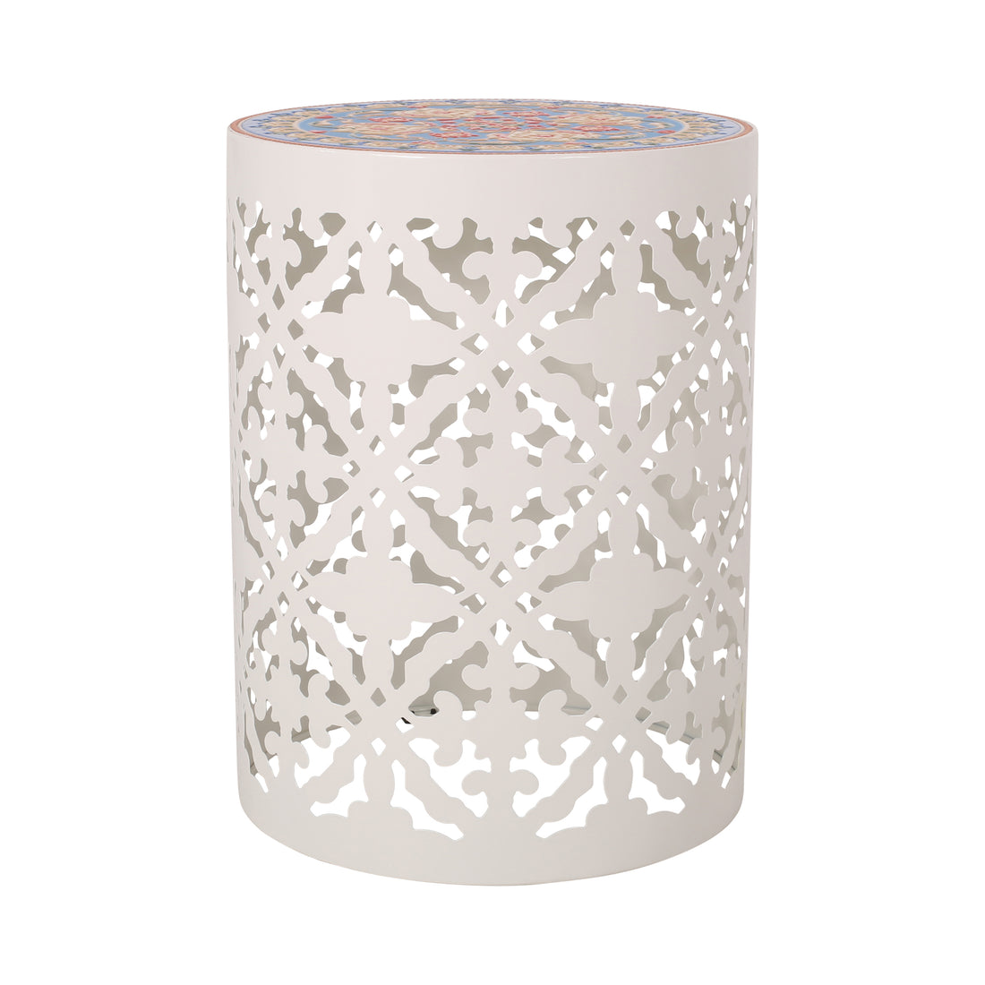 Castana Side Table White Mesh