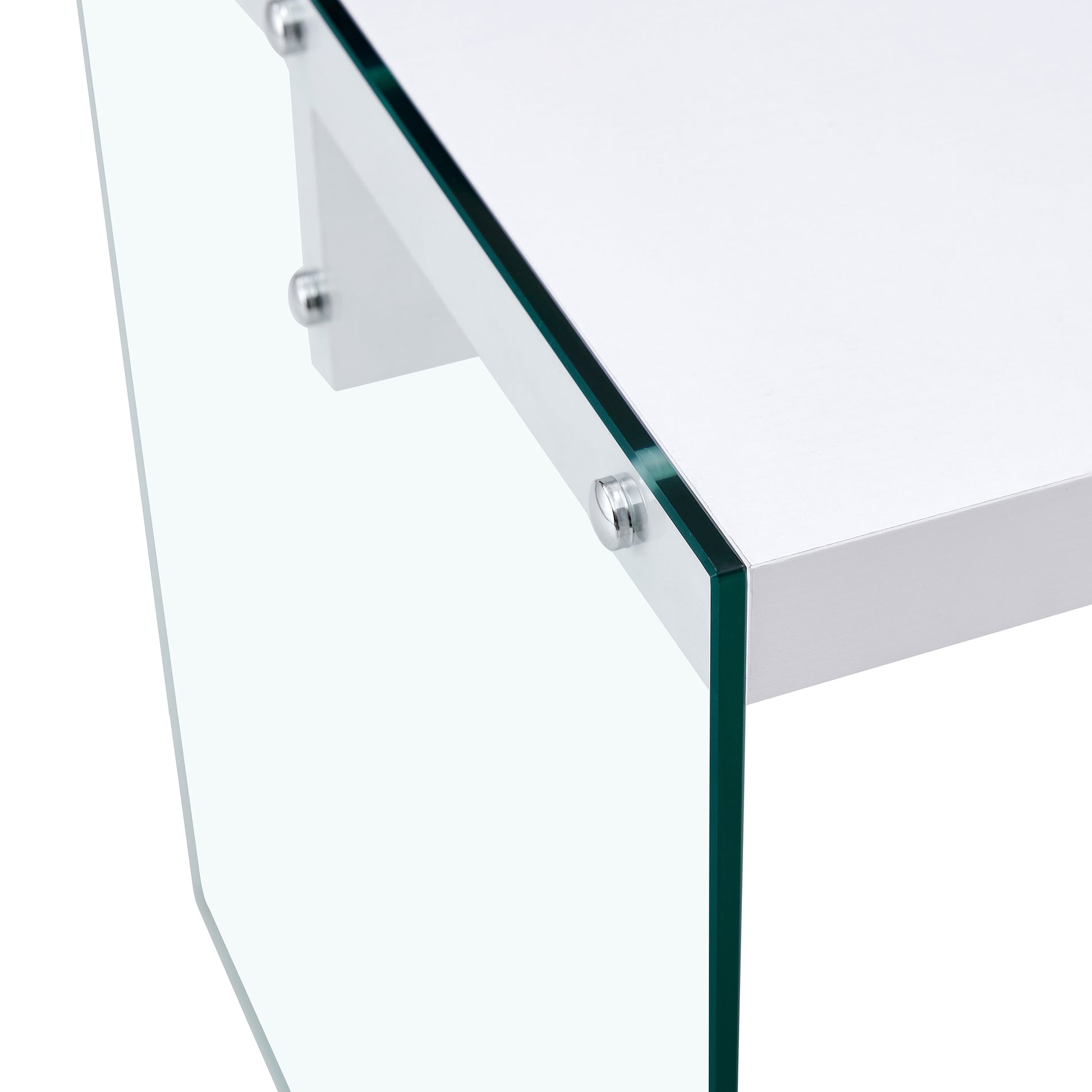 The Top Of The Coffee Table Is Made Of Mdf And White Stickers, And The Sides Are Clear Tempered Glass. The Design Is Simple And Elegant, And The Structure Is Strong. White Mdf Glass