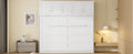Full Size Murphy Bed Wall Bed With Top Cabinets,White Full White Plywood