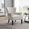 Modern Accent Living Room Chairs,Polyester Armchair Club Chair With Channel Back, Accent Chair For Living Room, Bedroom Reading Room, Soft Fabric, Wooden Leg, Light Grey Grey Primary Living Space Modern Foam Plywood