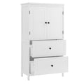 Bathroom Storage Cabinet, Cabinet With Two Doors And Drawers, Adjustable Shelf, Mdf Board, White White Mdf