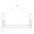 Twin Size Metal House Platform Bed, Pink Box Spring Not Required Twin Pink Metal Bedroom Bed Frame Metal