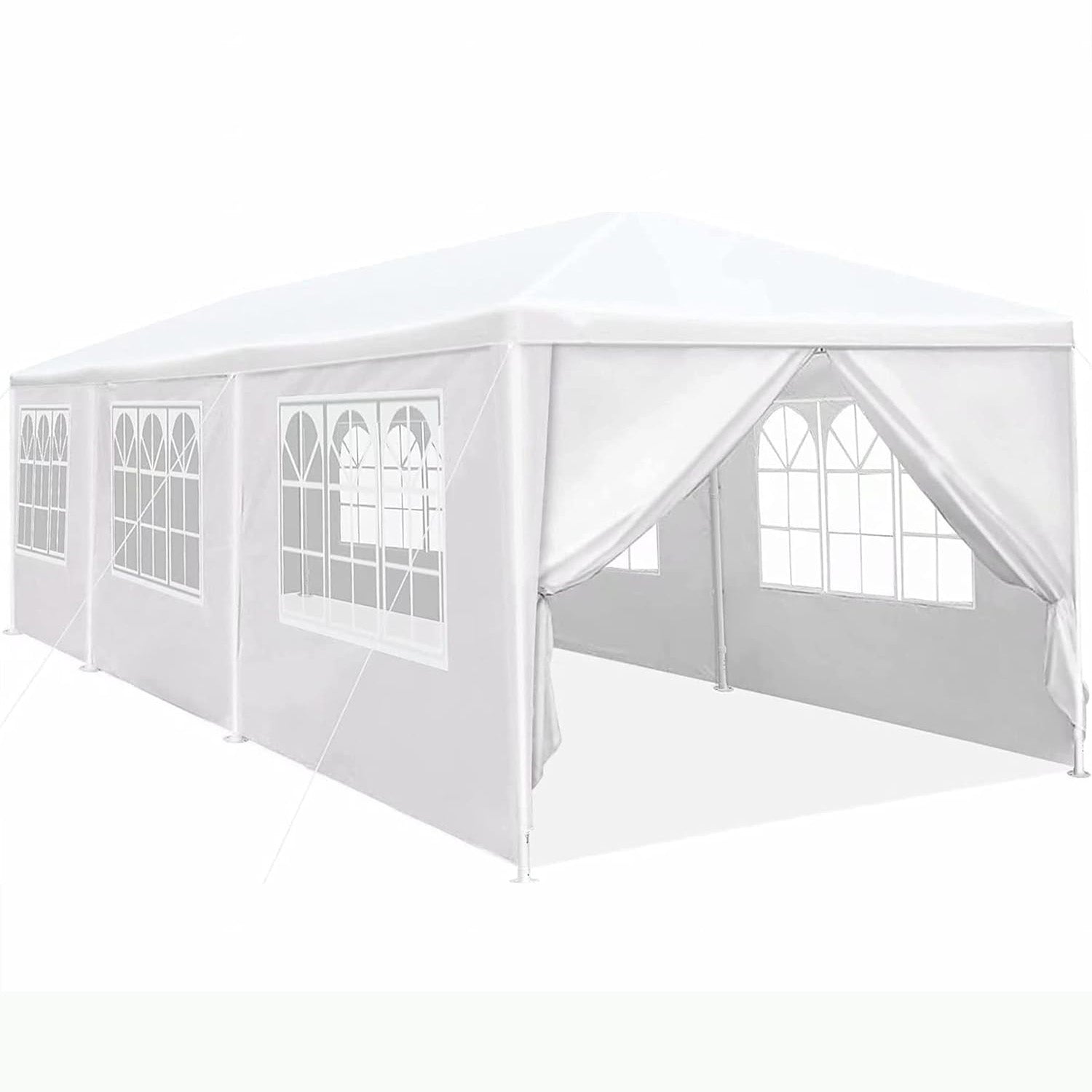 10X30' Outdoor Garden Gazebo Wedding Party Tent Canopy Marquee With 8 Removable Sidewalls White Metal