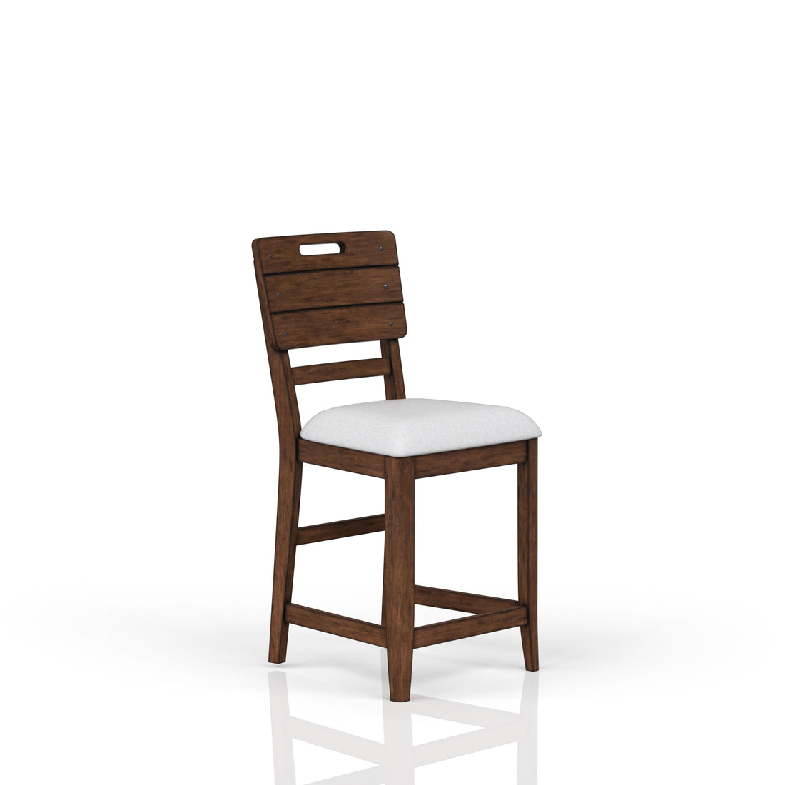 Casual Counter Stool Brown Finish Contrasting Upholstered Seat Set Of 2 Brown Solid Wood Mdf