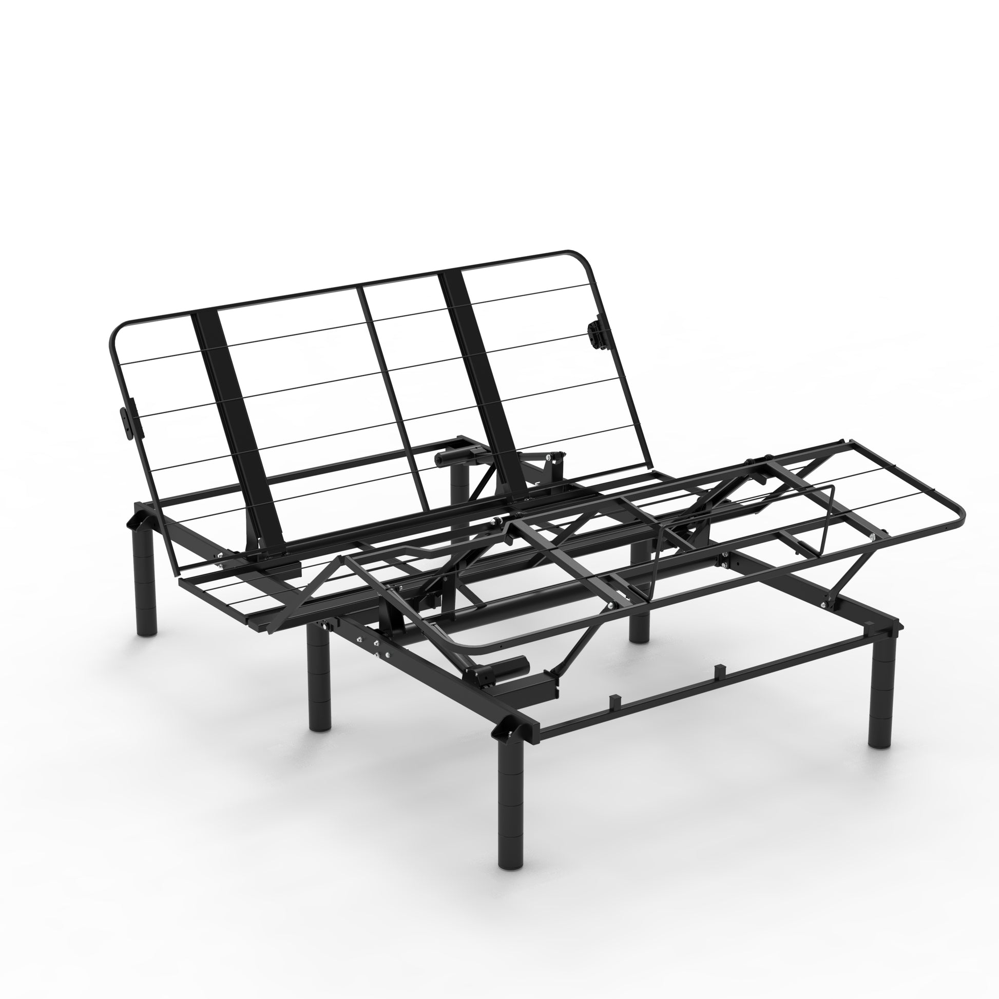 Zero Clearance Adjustable Bed Base Frame Head And Foot Incline Quiet Motor Queen Size Zero Gravity, Dual Usb A C Ports Queen Black Metal Bedroom Classic,Modern Adjustable Bedbase Steel