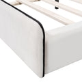 Queen Size Upholstered Platform Bed With Cloud Shaped Headboard, Beige Queen Beige Velvet