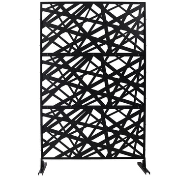 Outdoor & Indoor Privacy Screen Metal Privacy Screen 76" H 48" W, Freestanding Decorative Privacy Screen For Deck Balcony Patio, Privacy Fence Panels For Outside Lawn Garden Ps117 Black Black Steel