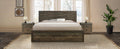 3 Pieces Vintage Farmhouse Style King Size Platform Bed With 10 Wooden Slats Support 2 Nightstands, No Box Spring Needed, Rustic Brown Box Spring Not Required King Rustic Brown Wood 3 Piece Set Bedroom Traditional Plywood