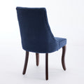 Rayon Cloth Flocking Linen Dining Chairs Channel Kitchen Dinner Chair Comfy Fabric Upholstered Accent Chair For Dining Room With Curved Solid Wood Legs,Set Of 2 Blue , Sw1847Bl Blue Light Brown Dining Room American Design,American Traditional Dining