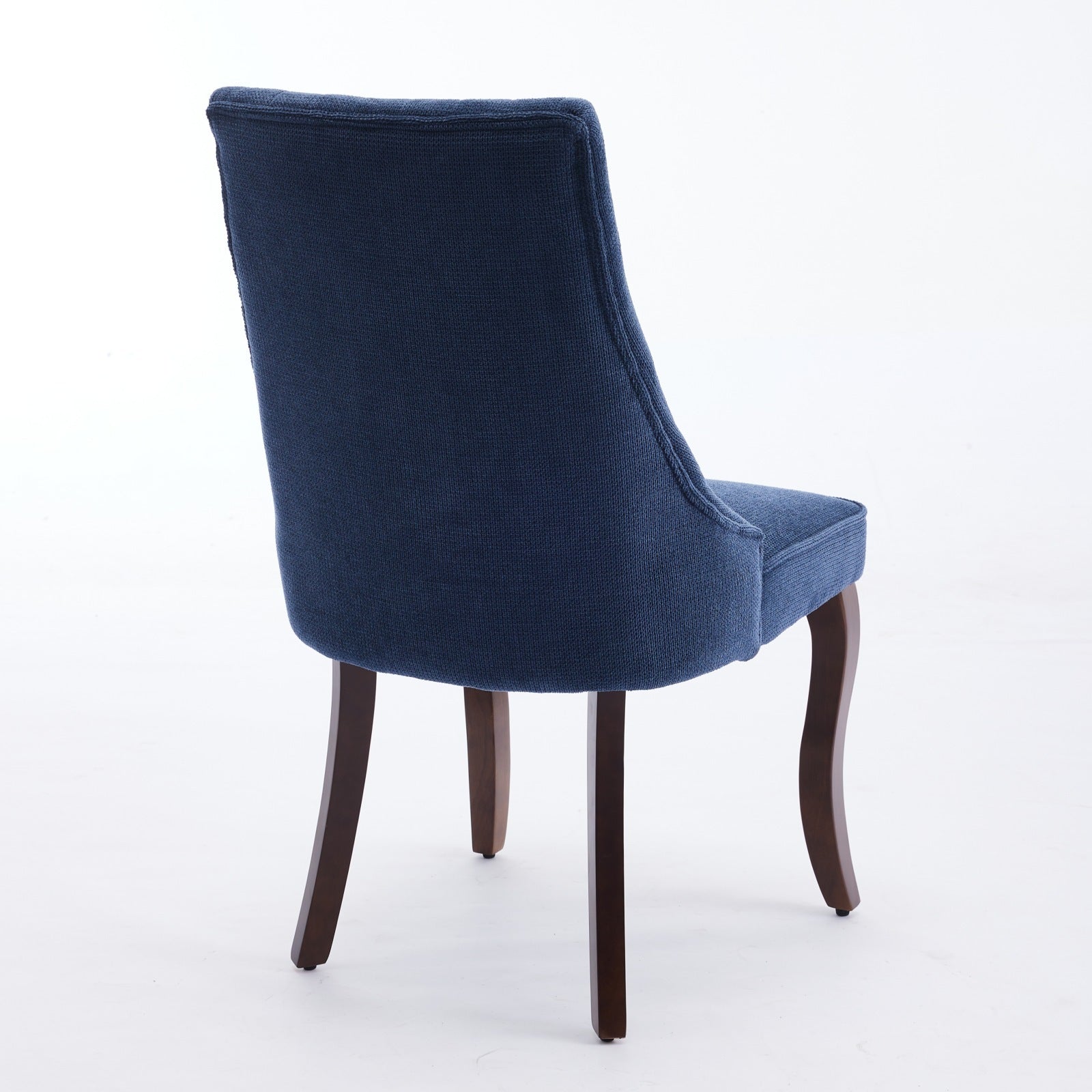 Rayon Cloth Flocking Linen Dining Chairs Channel Kitchen Dinner Chair Comfy Fabric Upholstered Accent Chair For Dining Room With Curved Solid Wood Legs,Set Of 2 Blue , Sw1847Bl Blue Light Brown Dining Room American Design,American Traditional Dining