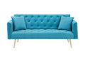 71 Inch Convertibleseat Sofa, American Retro, Light Blue Velvet, Suitable For Small Living Room, Bedroom, Office Light Blue Velvet 2 Seat