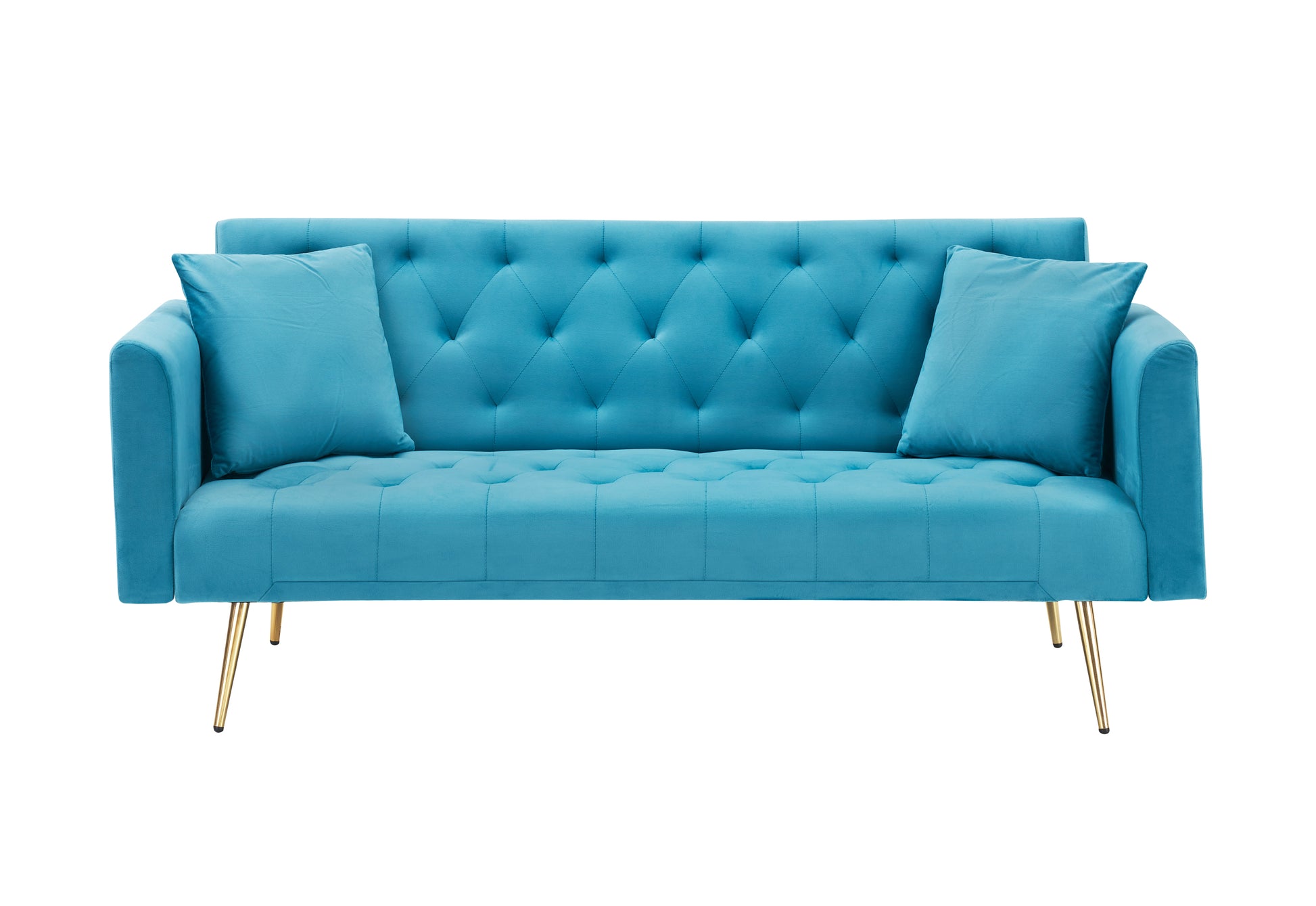 71 Inch Convertibleseat Sofa, American Retro, Light Blue Velvet, Suitable For Small Living Room, Bedroom, Office Light Blue Velvet 2 Seat