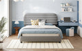 Queen Size Velvet Upholstered Platform Bed,Solid Frame And Stylish Curve Shaped Design, Gray Queen Gray Velvet