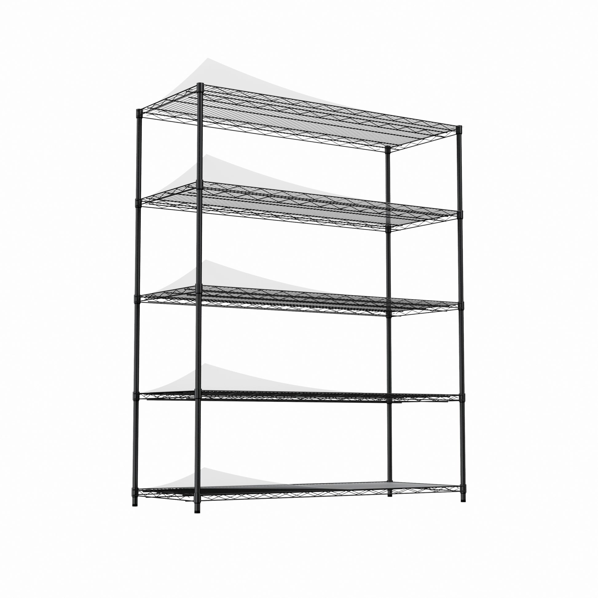 5 Tier Heavy Duty Adjustable Shelving And Racking, 300 Lbs. Per Wire Shelf, With Wheels And Shelf Liners, For Warehouses, Supermarkets, Kitchens, Etc. 59.45 "L 24.02 "W 71.65 "H,Black Black Steel