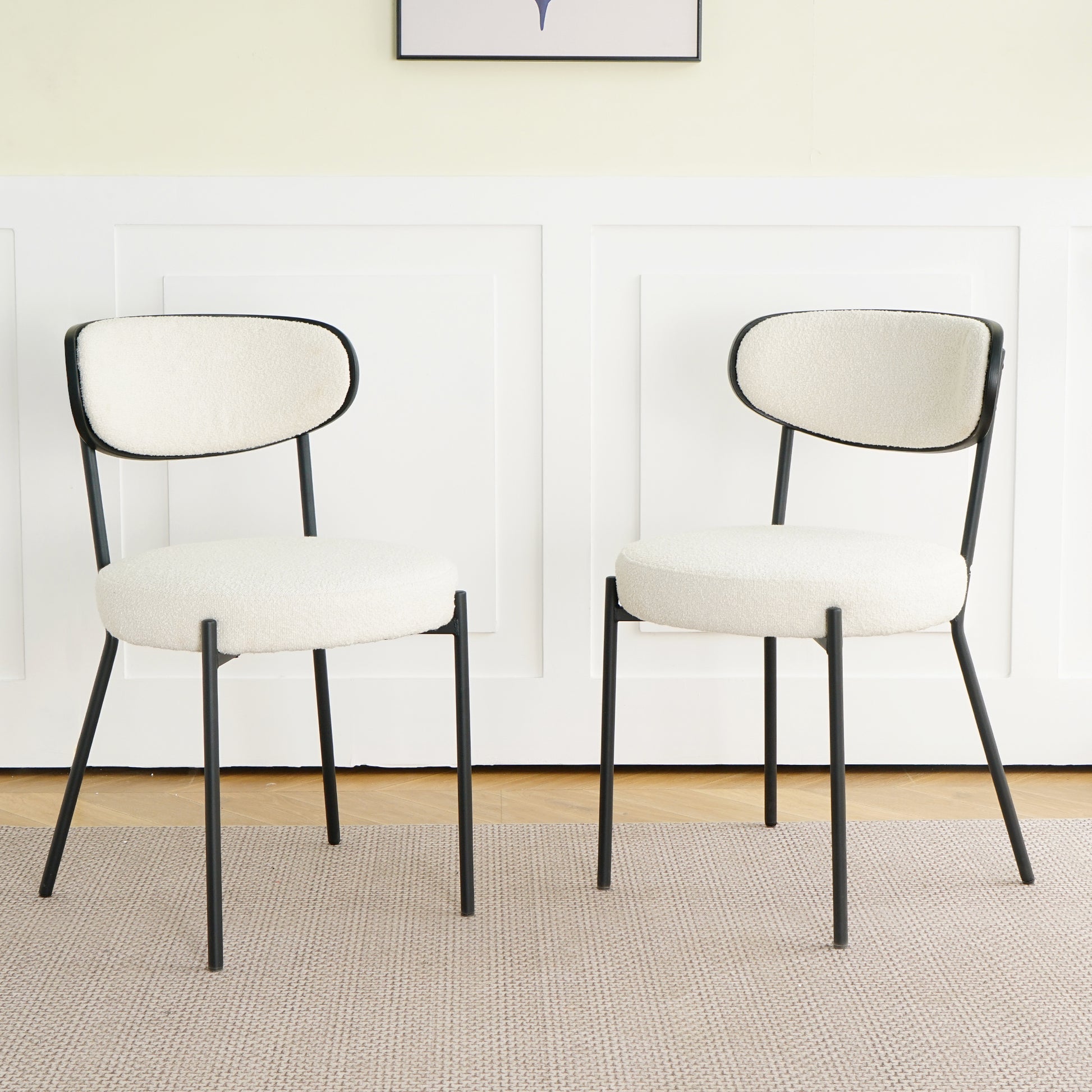 Modern Grey Simple Teddy Velvet Dining Chair Upholstered Chair Family Bedroom Stool Back Dressing, Black Round Table Set,Bentwood Covered With Ash Veneer Chair Back,Chair Black Metal Legs Set Of 3 Black Mdf