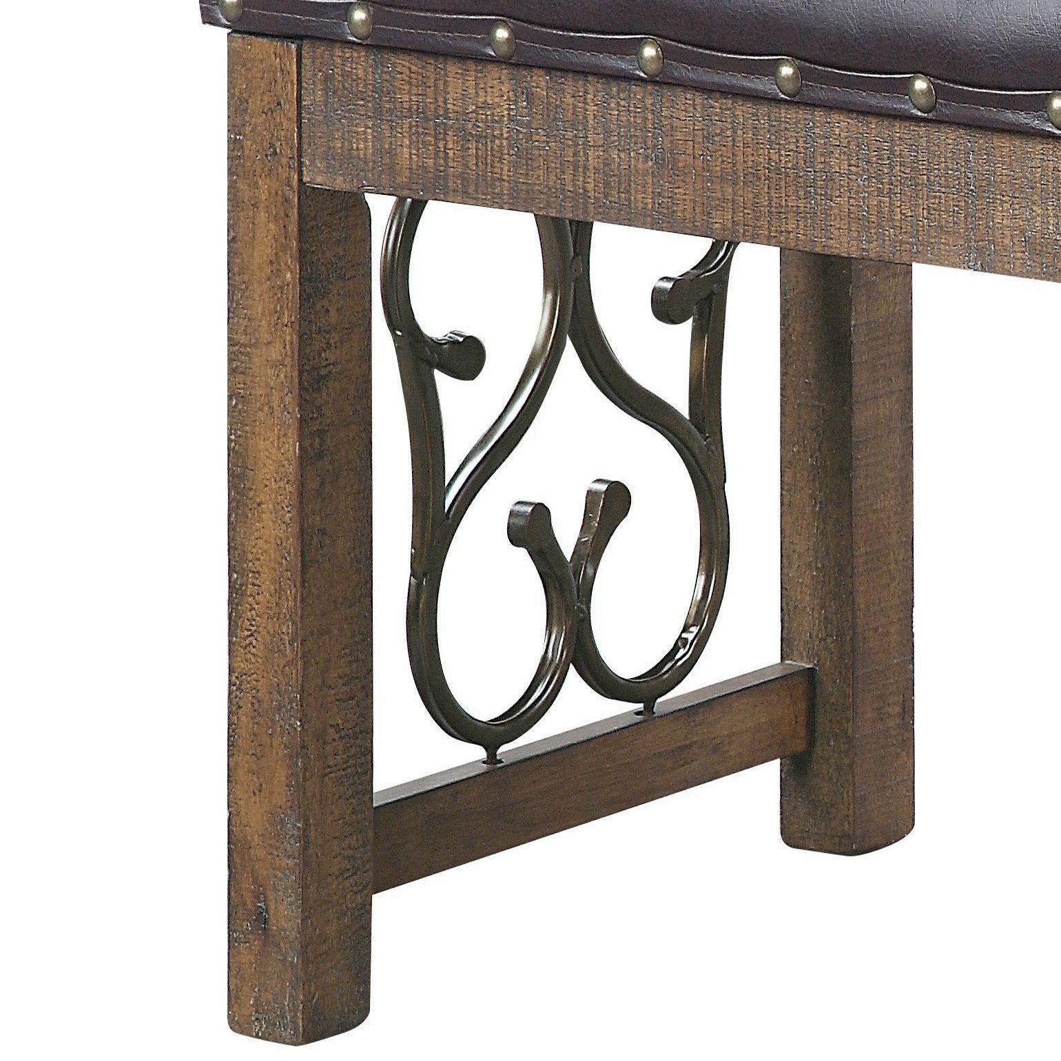 Black And Weathered Cherry Bench With Trim Black Brown Bedroom Farmhouse,Modern Rubberwood Foam Faux Leather