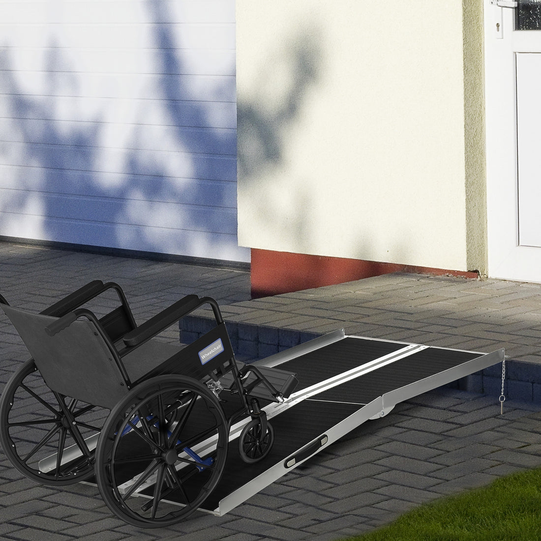 Portable Wheelchair Ramp For Home, Threshold Handicap Ramp Black Aluminum