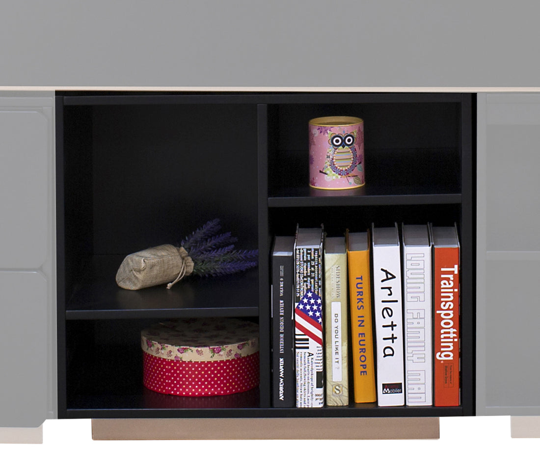 Black And Rose Gold 2 Shelf Bookshelf 2 Or Less Black Gold Standard Horizontal Primary Living Space Closed Back Wood Mdf Lvl