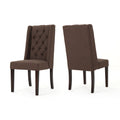 Dining Chair Dark Brown Wood Fabric