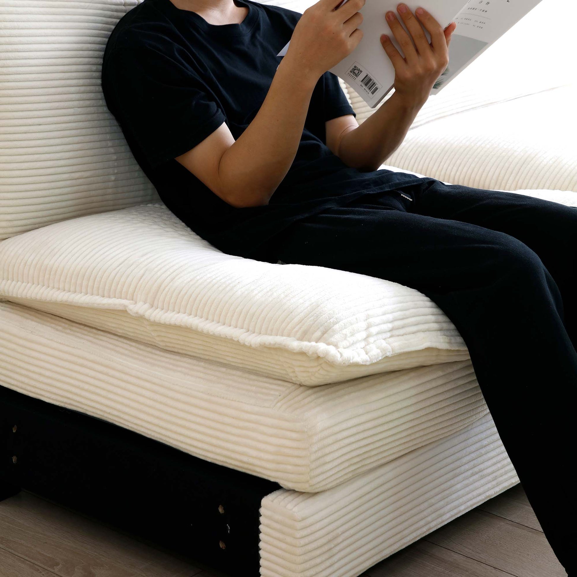 Comfortable Single Deep Seat Sofa With One Pillow, Suitable For Living Room And Bedroom, Club Multiple Occasions,Beige Corduroy Beige Corduroy 1 Seat