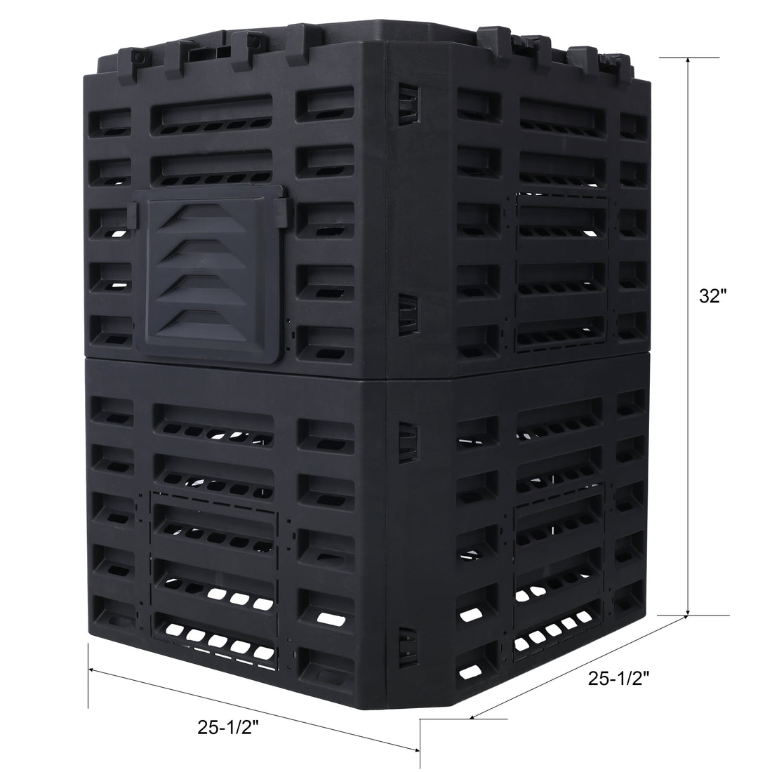 Garden Composter Bin Made From Recycled Plastic 90 Gallons 340Liter Large Compost Bin Create Fertile Soil With Easy Assembly, Lightweight, Aerating Outdoor Compost Box Black Plastic