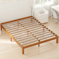 Queen Size Wood Bed Frame, No Spring Needed, 12In Wooden Platform Bed Frame Mattress Foundation With Support Slats, Natural Pine Wood Wood