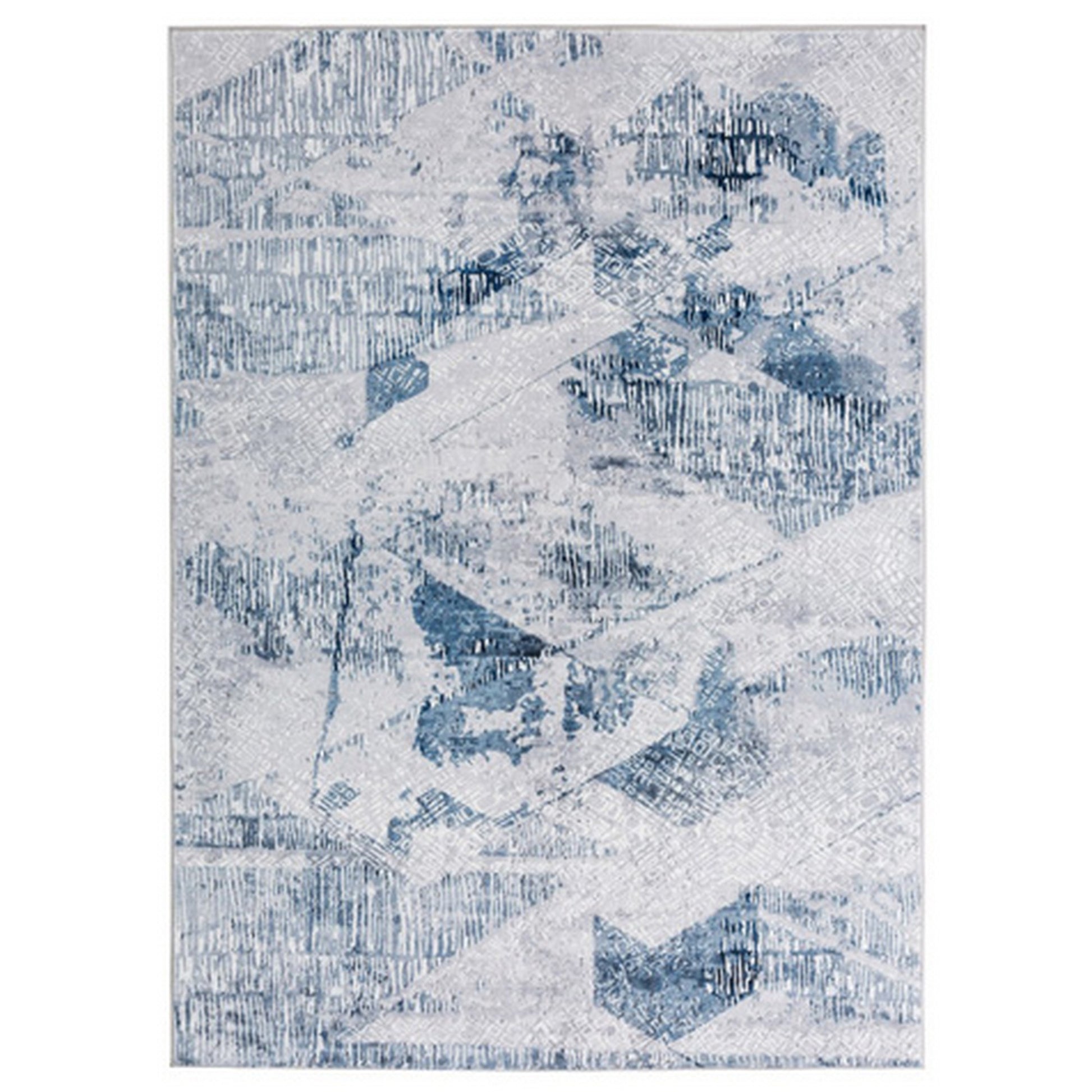 Lexi 5 X 7 Modern Area Rug, Abstract Art Design, Soft Fabric, Blue, Gray Blue Grey Fabric