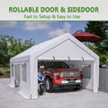 13X20 Heavy Duty Steel Carport Storage Canopy Garage Tent W Removable Sidewalls White Metal