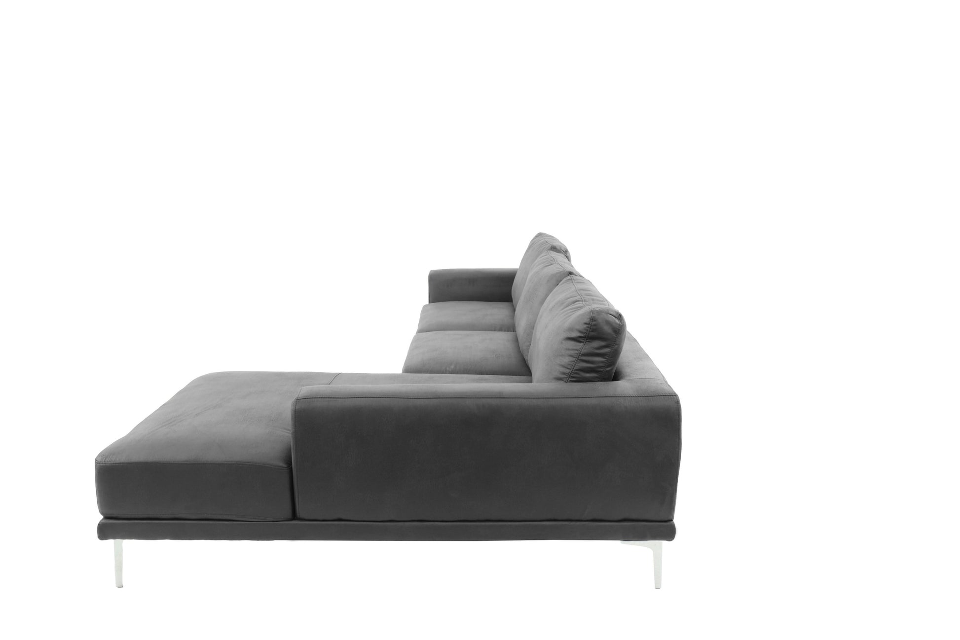 Left Facing Sofa, Right Facing Chaise Sectional Set Antique Grey Sleek Modern 2Pc Sectional W Pillows Antique Gray Faux Leather Primary Living Space Cushion Back Classic,Contemporary,Modern L Shaped Pine Metal 5 Seat