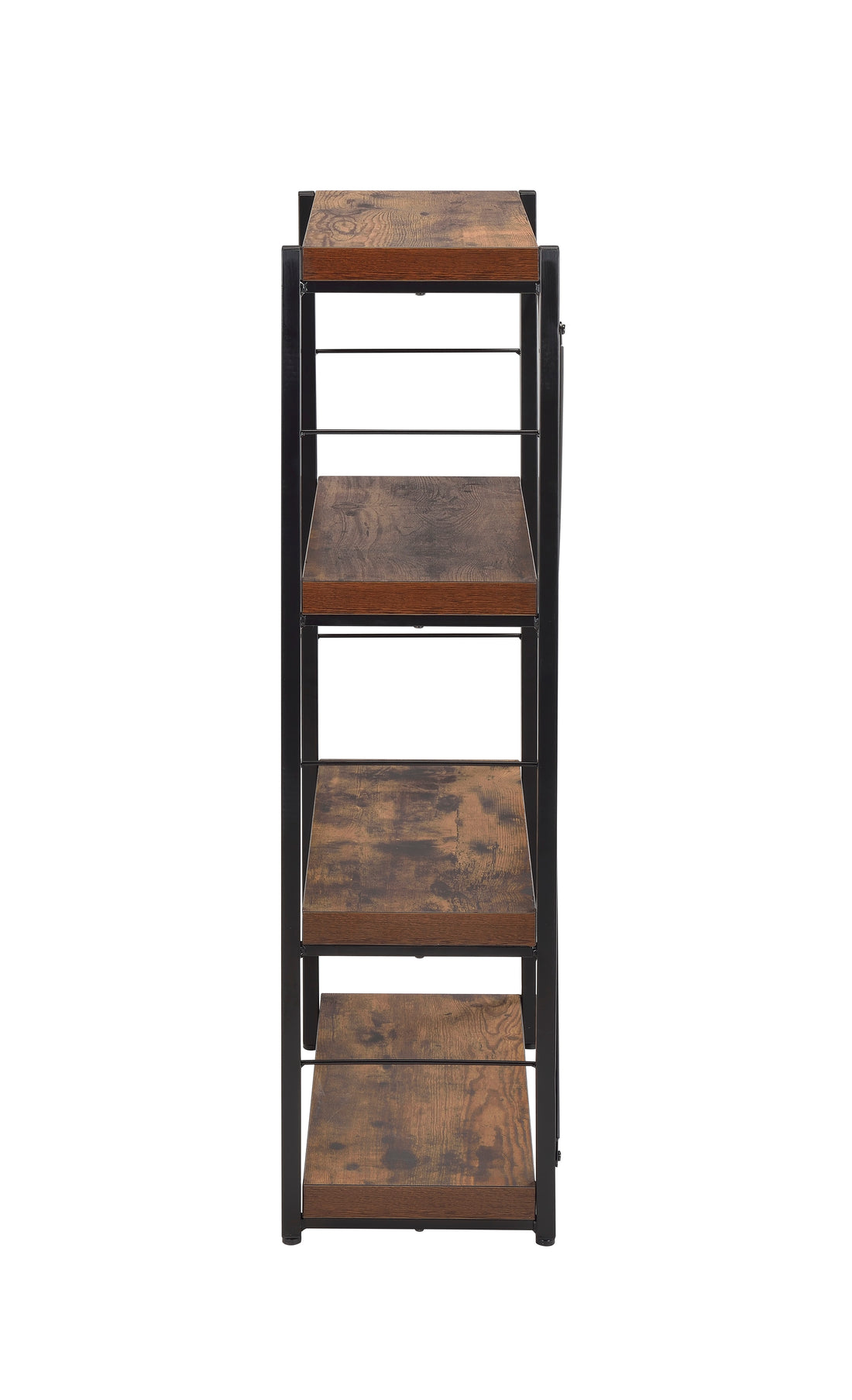 Bob Weathered Oak & Black Finish Bookshelf Black,Oak Metal,Synthetic Wood