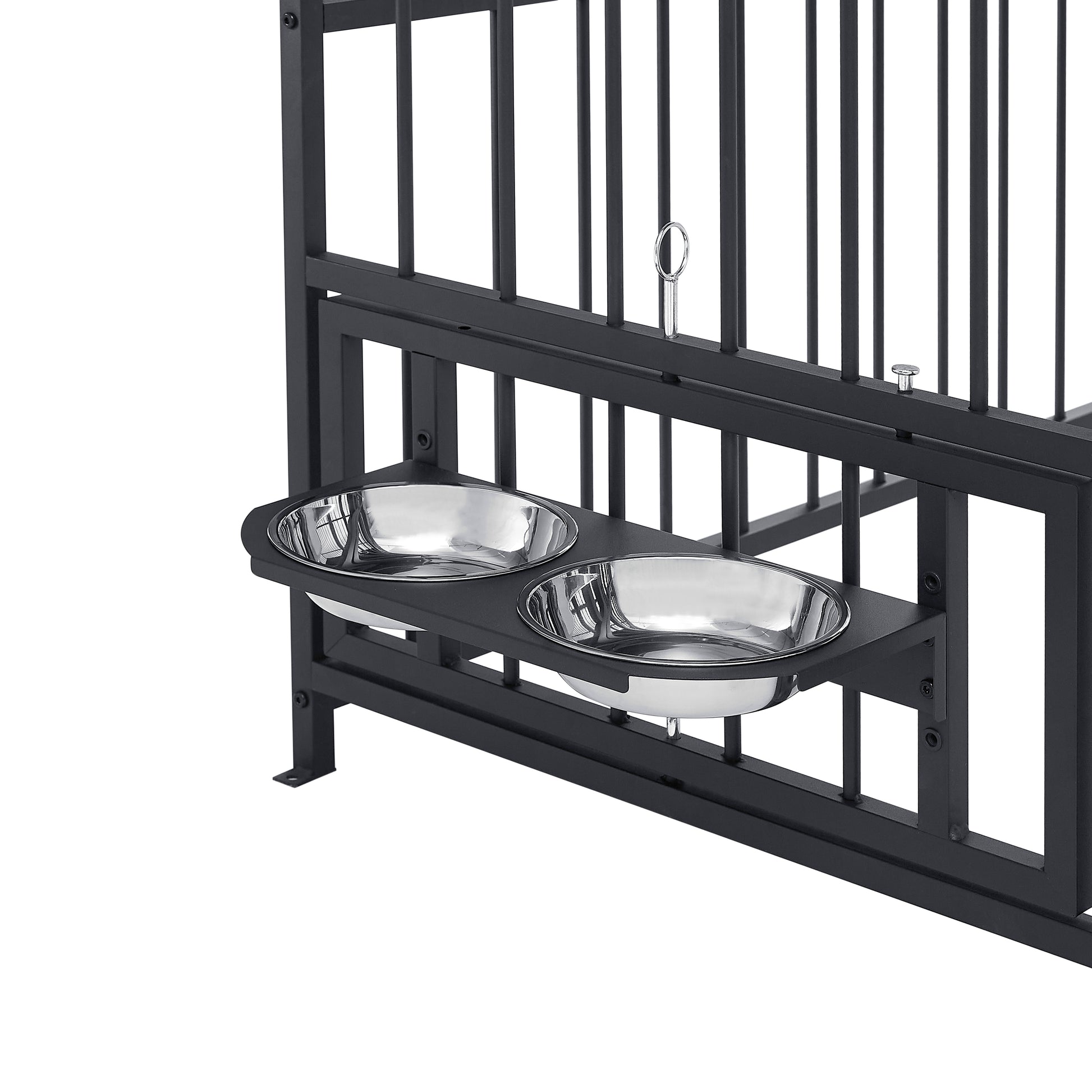 Large Dog Kennel Outdoor Pet Pens Dogs Run Enclosure Animal Hutch Metal Coop Fence With Roof Cover 6.6'L X 3.9'W X 5.9'H Black Iron