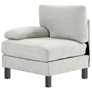 Homcom Module For Modular Sectional Sofa, Left Facing Armchair With Wood Legs And Pocket Spring For Living Room, Bedroom, Cream White Cream White Polyester 1 Seat
