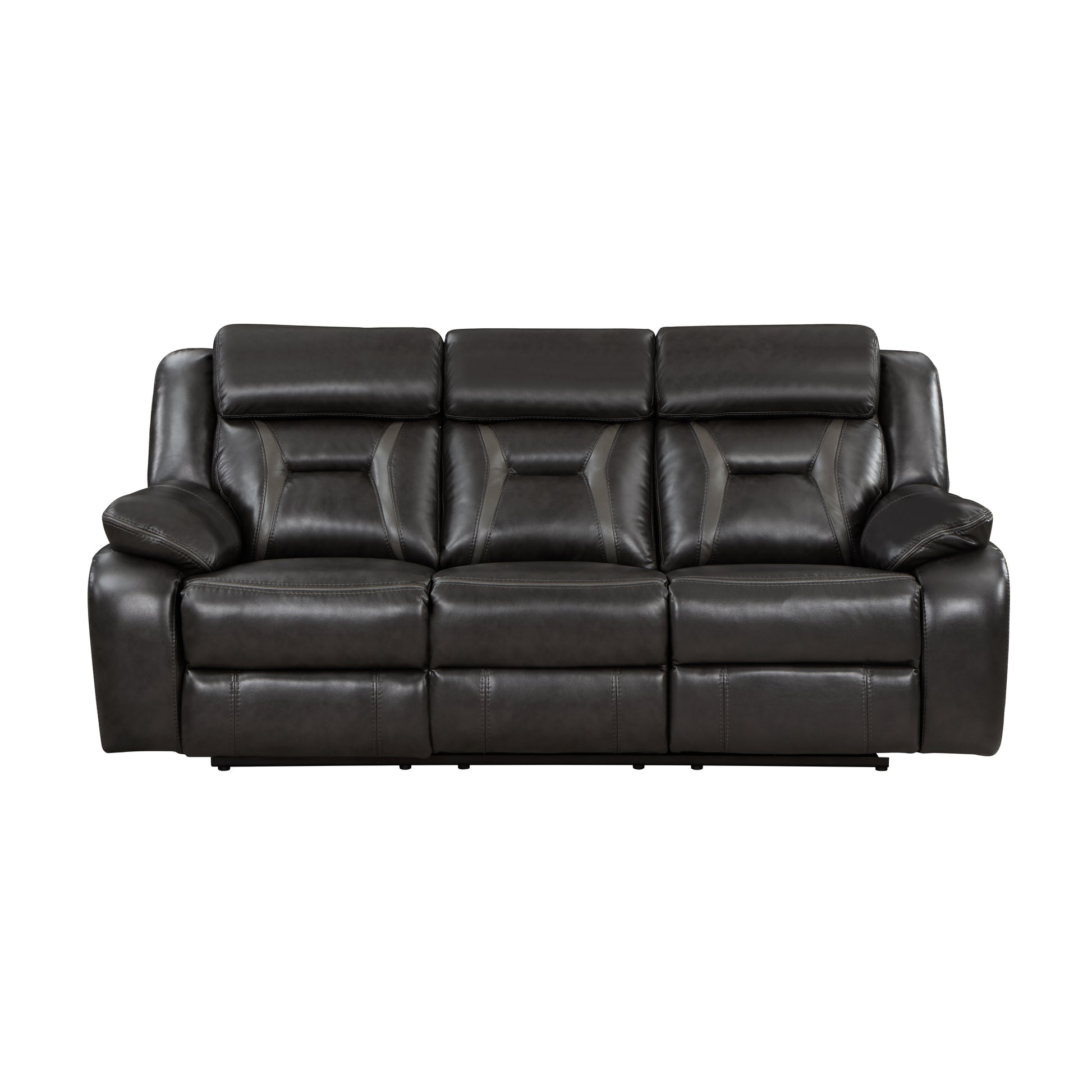 2Pc Power Reclining Sofa Set Modern Design Living Room Furniture Sofa And Loveseat With Center Console Dark Grayfaux Leather Upholstery Usb Ports Contemporary Home Dark Gray,Light Gray Faux Leather Wood Primary Living Space Contemporary,Modern,Ultra
